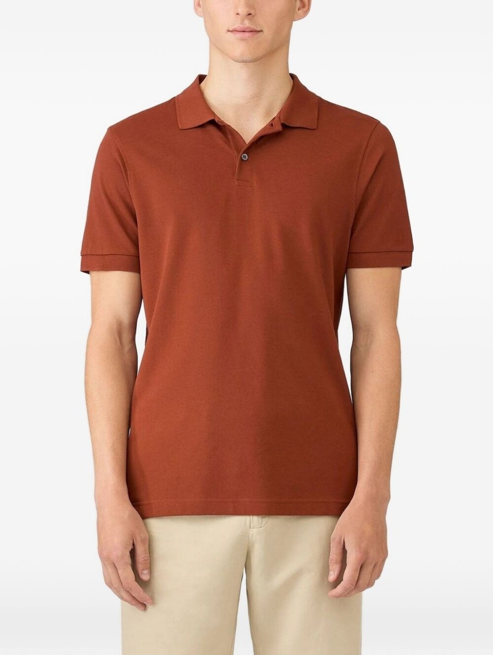 Sunspel Pique Mens Polo Brick Medium